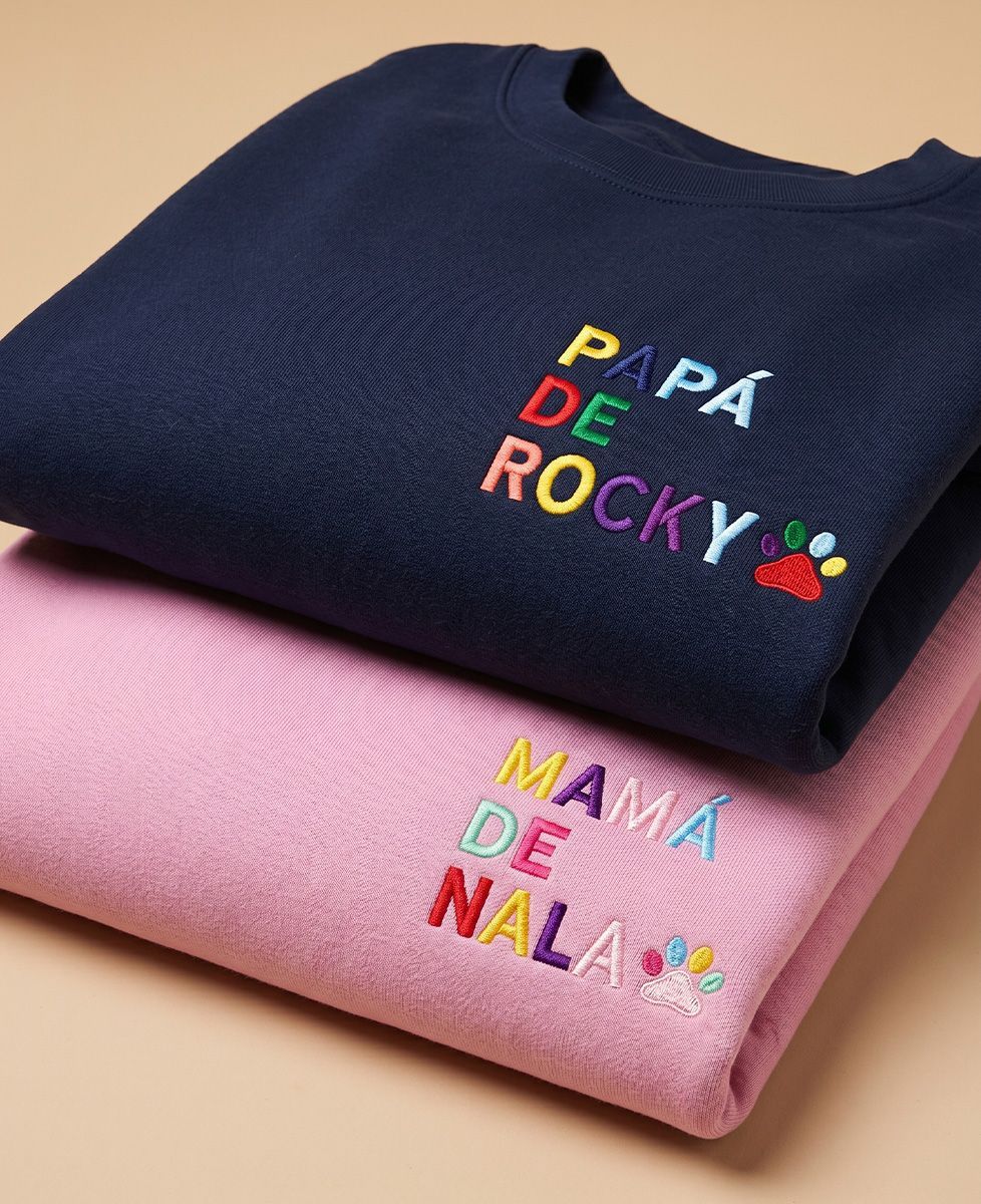 Caja Sudaderas Duo Mamá / Papá con nombre de animal y pata bordada - Regalos para papá, Regalos para mamá