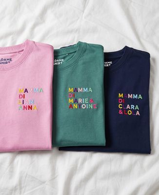 T-shirt per lei Mamma con nome ricamato multicolore - Regali per papà