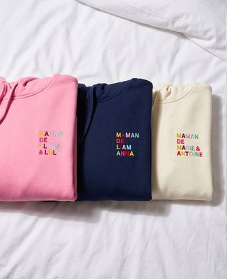 Hoodie femme Maman de prénoms multicolore brodé - Cadeaux Papa