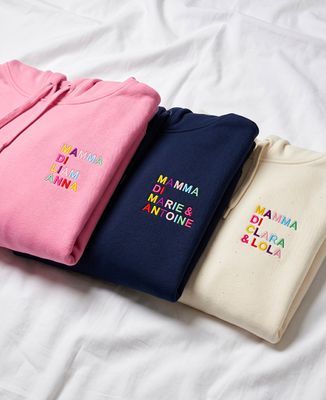 Hoodie per lei Mummia con nome ricamato multicolore - Regali per papà