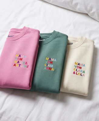 Sweatshirt Frau Mutter der Namen mehrfarbig bestickt - Papa-Geschenke