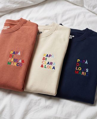Felpa uomo Papà di nomi ricamato multicolore - Regali per papà