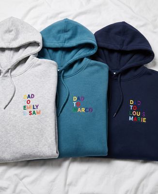 Men's hoodie Embroidered multicolored name daddy - Gifts for Dad