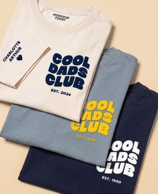 T-shirt homme Cool Dads club et prénoms sur la manche (Velours)