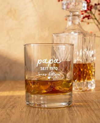 Whiskyglas Vater seit Datum und Vornamen der Kinder - Papa-Geschenke, Geschenke Mama, Aperitif, Hochzeit