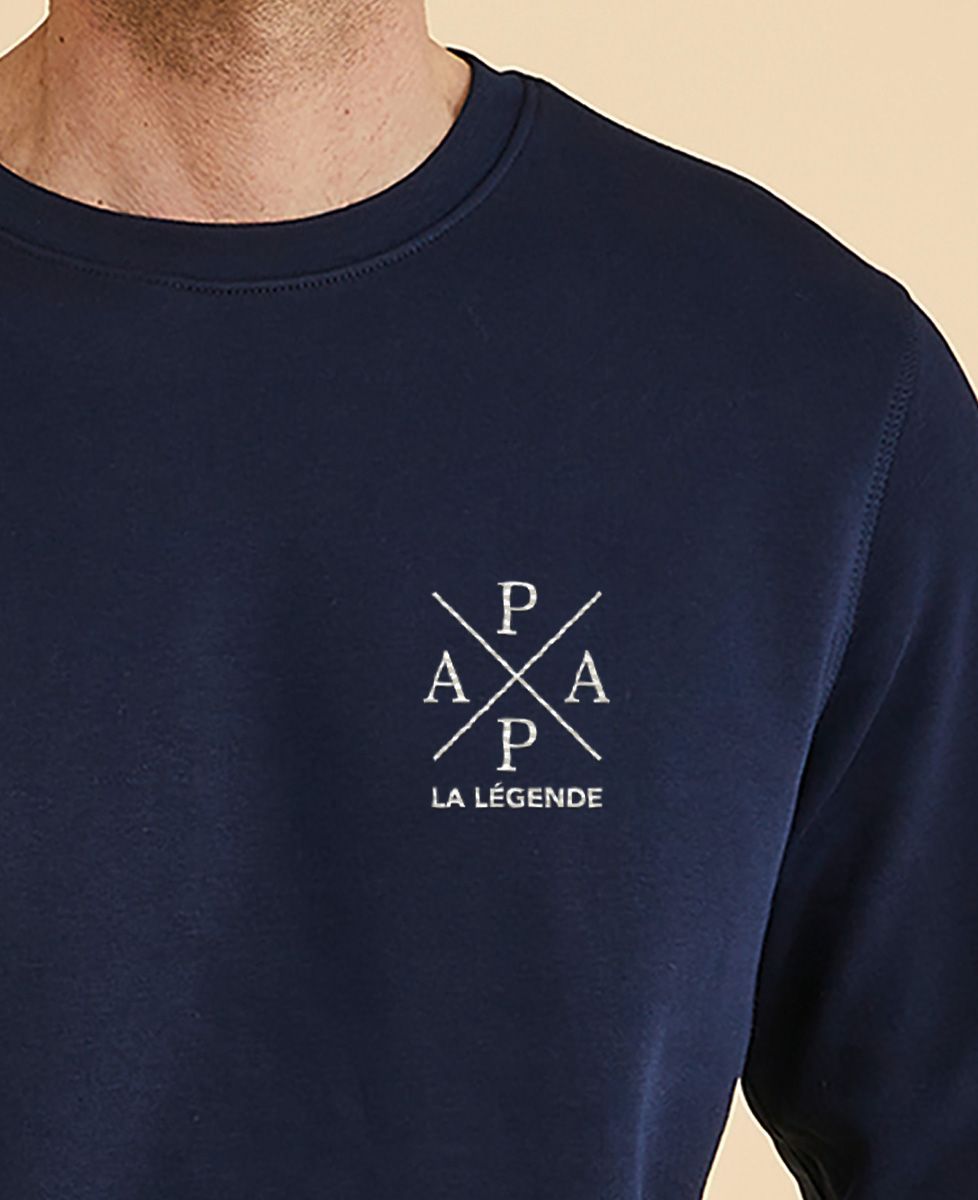 Sweatshirt homme Papa la légende brodé - Cadeaux Papa