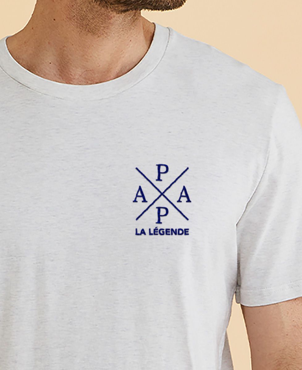 T-shirt homme Papa la légende brodé - Cadeaux Papa