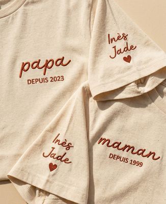 Duo T-shirts Papa/Maman depuis date brodé