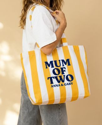 Maxi Tote Bags Mum of Anzahl der Kinder und Vornamen (Samteffekt) - Geschenke Mama, Geschenke Oma, Werdende Mutter/Vater