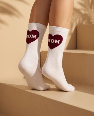 Socken für Damen Mom-Herz (Samteffekt) - Papa-Geschenke, Geschenke Mama, Werdende Mutter/Vater, Geschenke für Paare