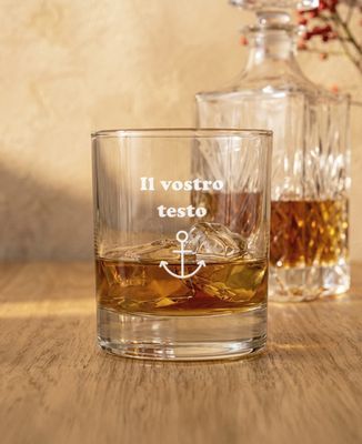 Bicchiere da whisky Testo e pittogramma inciso personalizzato - Aperitivo, Matrimonio