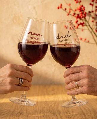 Box Mom and Dad wine glasses since with children's names - Gifts for Dad, Mom's gifts