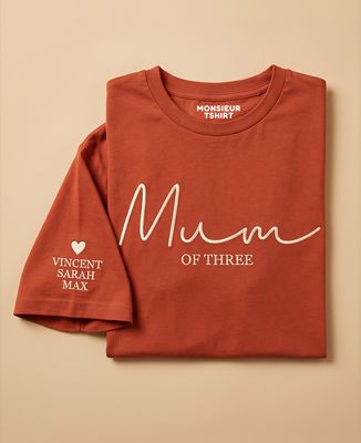 T-shirt femme Mum of et prénoms brodé personnalisé - Cadeaux Maman, Cadeaux Couple