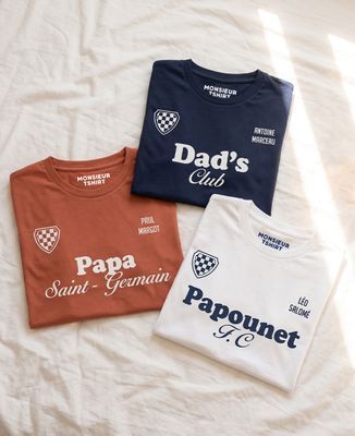 T-shirt homme Dad's club avec prénoms des enfants sur le coeur - Sport, Cadeaux Papa, Football