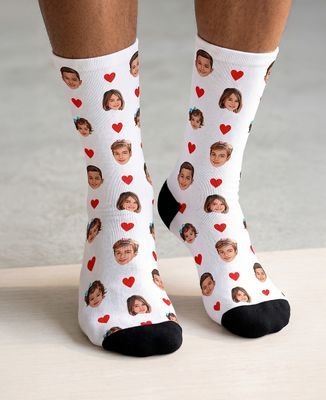 Unisex socks Children's faces and colorful personalized hearts