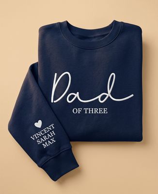 Sweatshirt Mann Dad und personalisierte gestickte Vornamen - Papa-Geschenke