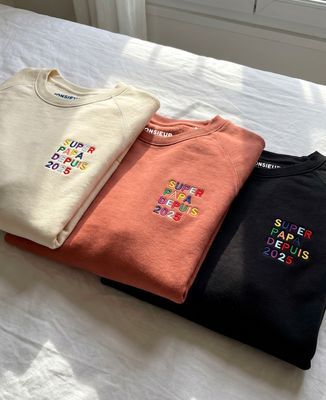 Sweatshirt homme Super papa depuis année multicolore brodé - Cadeaux Papa