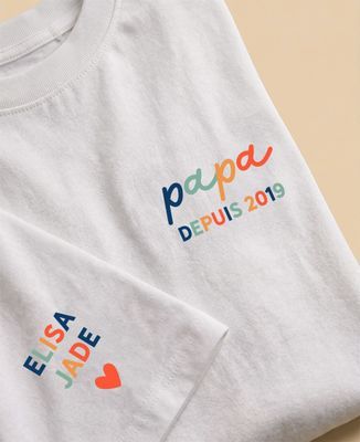 Papa de prénoms depuis date et prénoms sur la manche multicolores