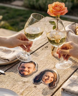 2 verres Père-fect/Mère-veilleuse + 2 dessous de verre visage