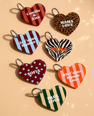 Porte-clés Coeur à motif et texte personnalisé