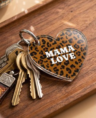 Key ring Heart with motif and personalized text