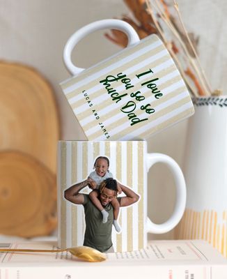 Mug Customized stripes text and photo - Gifts for Dad