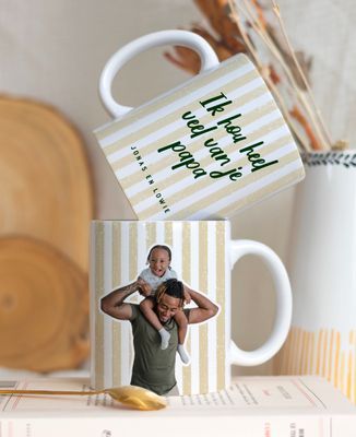 Mok Aangepaste strepen tekst en foto - Geschenken voor papa