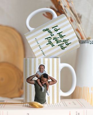 Tasse Streifen persönlicher Text und Foto - Papa-Geschenke