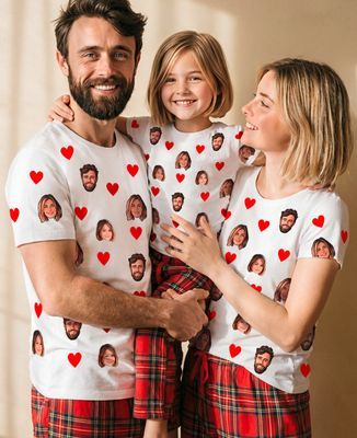 Pyjamas Children's faces and colorful hearts - Gifts for Dad