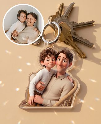 Key ring Portrait 3D animation film from your photo - Gifts for Dad, Mom's gifts, Papy's gift, Grandma's gifts, Couple gifts