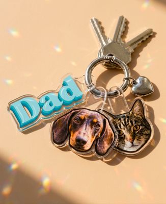 Dad and animal face keyring