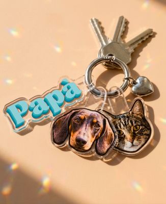 Portachiavi con papà e muso di animale