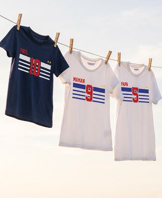 Coffret Trio T-shirts Papa/Maman/Mini Supporter France 2026 personnalisé - Sport, Cadeaux Papa, Cadeaux Maman, Football