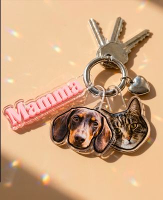Portachiavi con mummia e animali da viso