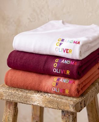 Women's T-Shirt Mamie de prénoms multicolore brodé - Papy's gift, Grandma's gifts