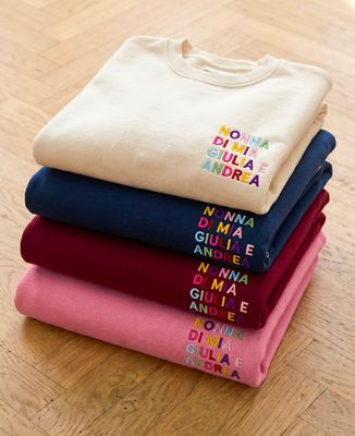 Felpa donna Nomi ricamati multicolore della nonna - Regali per il nonno, Regali per la nonna