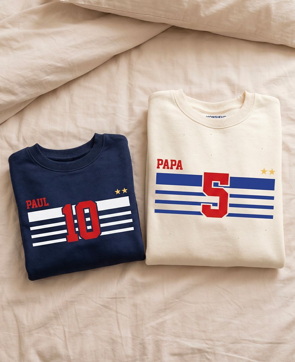 Coffret Sweats Papa/Mini Supporter France 2026 personnalisé - Sport, Football