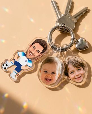 Key ring Custom soccer player and children's faces - Sport, Gifts for Dad, Soccer