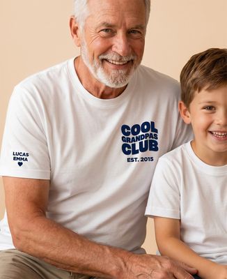Men's T-Shirt Cool Grandpas Club and First Names on the Sleeve (Velvet) - Papy's gift