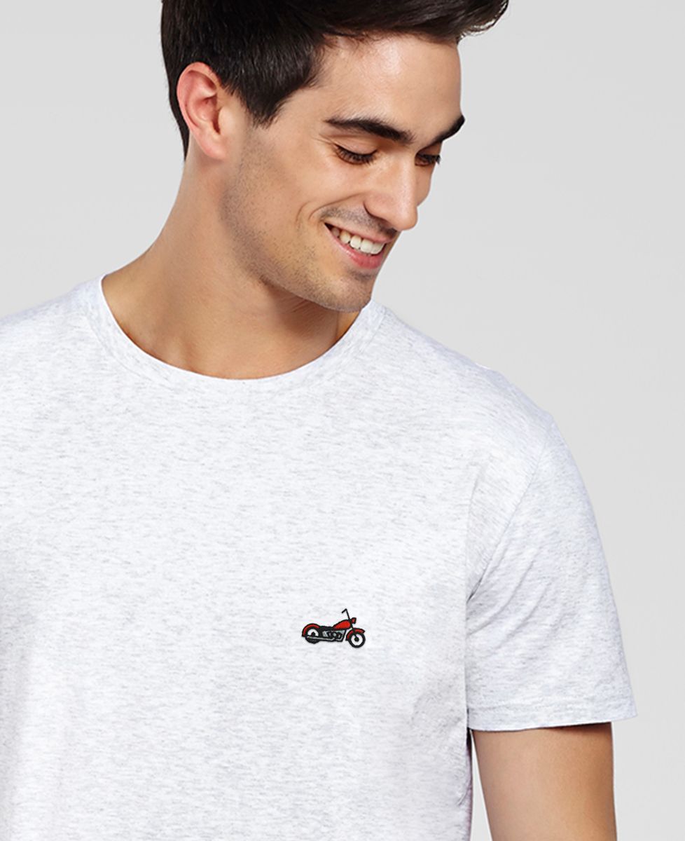 Heren-T-shirt Vintage motorfiets (geborduurd)