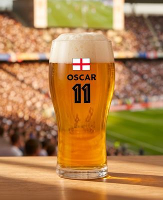 Beer glass Last name, first name, and customizable flag - Sport, Gifts for Dad, Aperitif, Soccer, Wedding