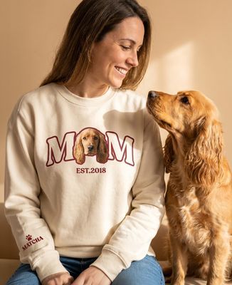 Sweatshirt Frau Illustriertes Tier mit Vornamen und Pfoten auf dem Ärmel - Geschenke Mama, Werdende Mutter/Vater, Tiere