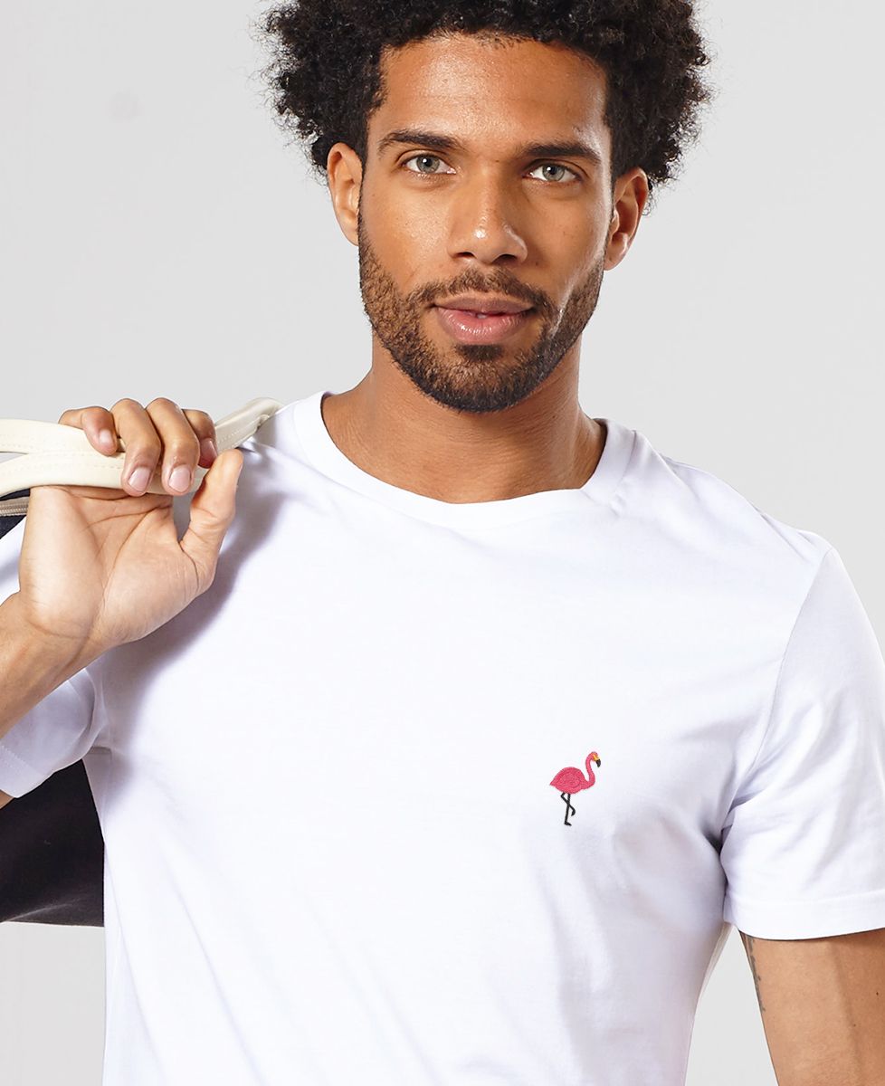 Men's T-Shirt Pink flamingo (embroidered) - Animals