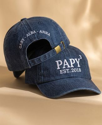 Casquette Papy exposant et prénoms personnalisés - Cadeaux Papy