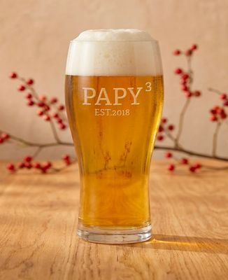 Verre à bière Papy exposant et année personnalisée - Apéro, Cadeaux Papy, Mariage