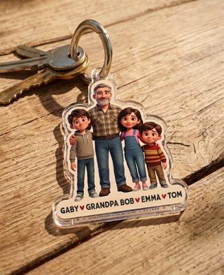 Key ring Grandpa and his grandchildren - Papy's gift