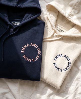 Women's Hoodie Mom of Names Shaped Like Circles - Gifts for Dad, Mom's gifts