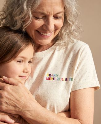 T-shirt femme Grand mère-veilleuse multicolore brodé - Cadeaux Mamie