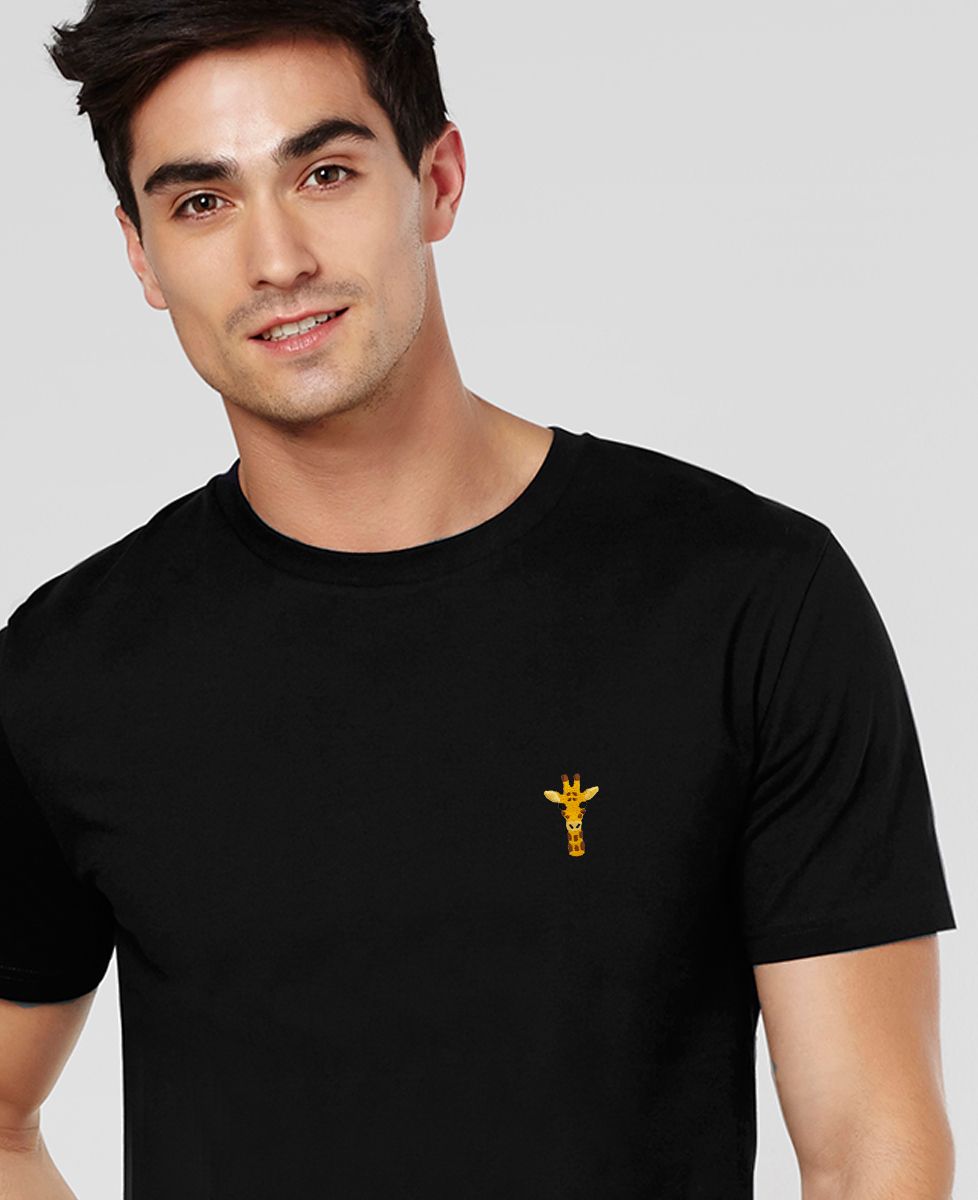 Heren-T-shirt Giraffe (geborduurd) - Dieren