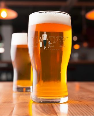 Verre à bière Papy illustré et prénoms des petits-enfants - Apéro, Cadeaux Papy, Mariage
